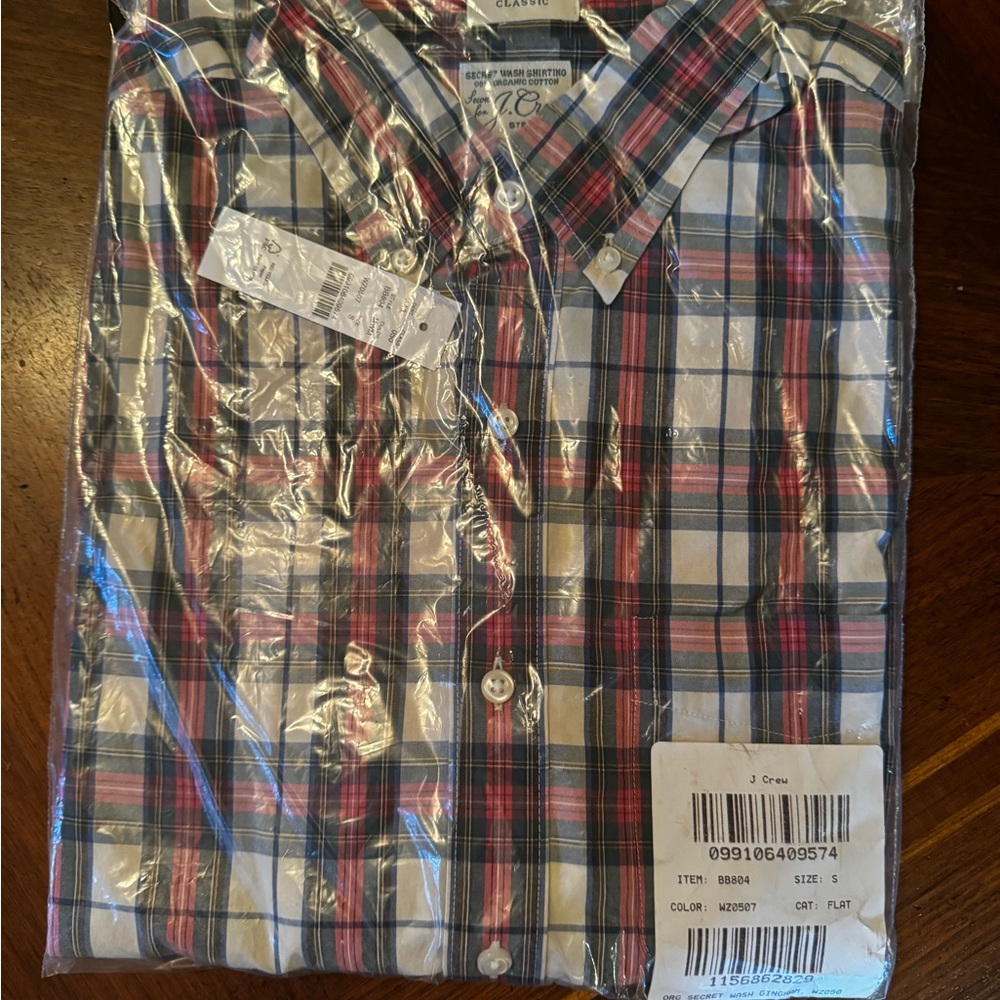 J Crew holiday plaid shirt